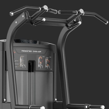 TOORX Klimmzug- und Dipmaschine mit Gewichtsunterstützung, 90 kg Steckgewicht PLX-8400