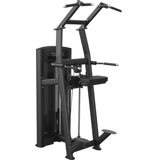 TOORX Klimmzug- und Dipmaschine mit Gewichtsunterstützung und 90 kg Steckgewicht PLX-6350