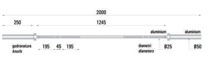 TOORX Technik-Langhantel Aluminium Cross Technique 200 – Ansicht 2